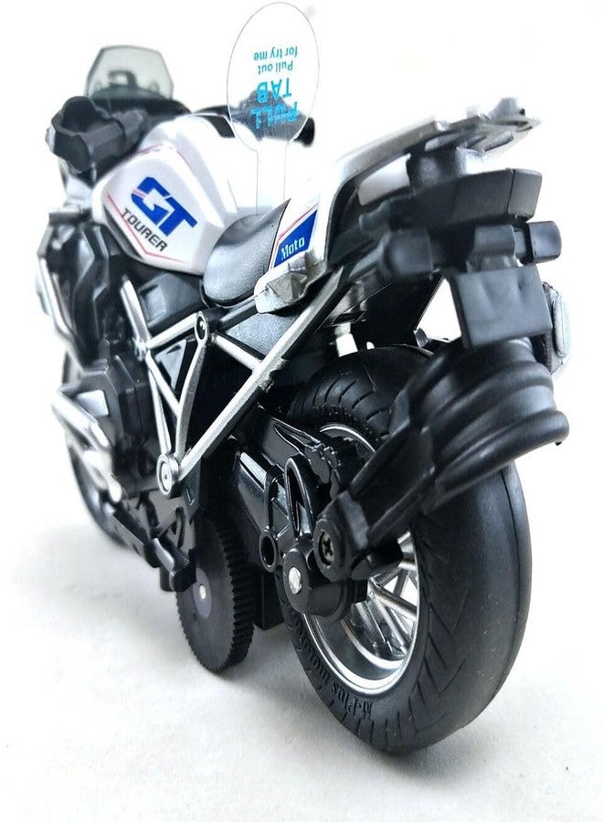 KENIRY Police Motorcycle Toy - Pull Back Motorcycle Toys, Tiny Gift with Music Lighting, Latte Motorcycles Toy for Kids Boys Age 3-8 Year Old [New] (TOURTER Bike -White) - Image 5